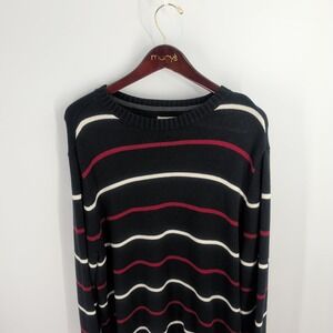 St. John's Bay Long‎ Sleeve Crew Neck Striped Pullover Sweater Black Size L
